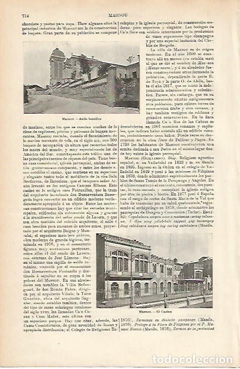 Postales: LAMINA ESPASA 1155: Vistas de El Masnou Barcelona - Varios Autores