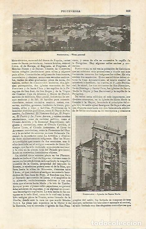 Postales: LAMINA ESPASA 15233: Vista general de Pontevedra - Varios