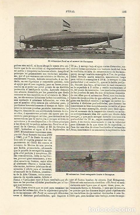 Postais: LAMINA ESPASA 15719: El submarino Peral en Cartagena - Varios