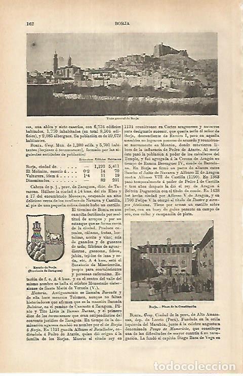 Postkarten: LAMINA ESPASA 25269: Vista y escudo de Borja Zaragoza - Varios