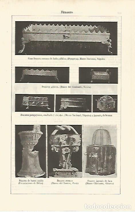 Postales: LAMINA ESPASA 25342: Tipos de brasero - Varios