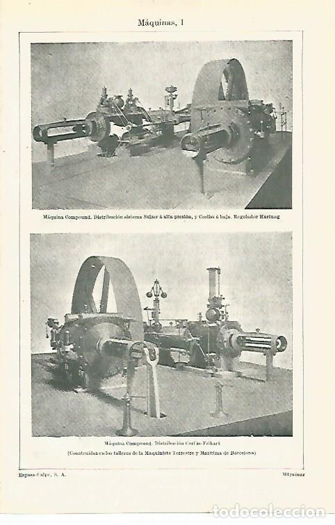 Cartoline: LAMINA ESPASA 18712: Maquina Compound hechas en La Maquinista de Barcelona - Varios