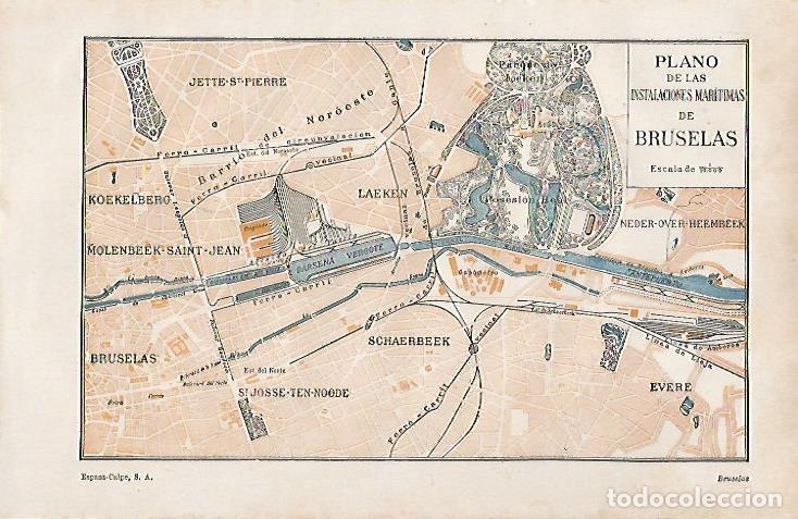 Postkarten: LAMINA ESPASA 25448: Mapa de las estaciones maritimas de Bruselas - Varios