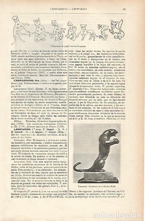 Postcards: LAMINA ESPASA 25563: Leopardo escultura de F. Behn - Varios