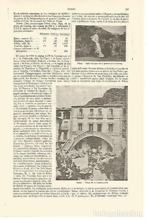 Cartes Postales: LAMINA ESPASA 13585: Vistas de Ribas Girona - Varios