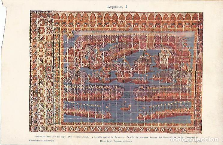 Postais: LAMINA ESPASA 25568: Cuadro de azulejos con la Batalla de Lepanto en Valls Tarragona - Varios