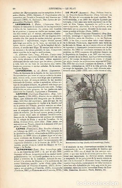 Postkarten: LAMINA ESPASA 25575: Monumento a Le Play en Paris - Varios