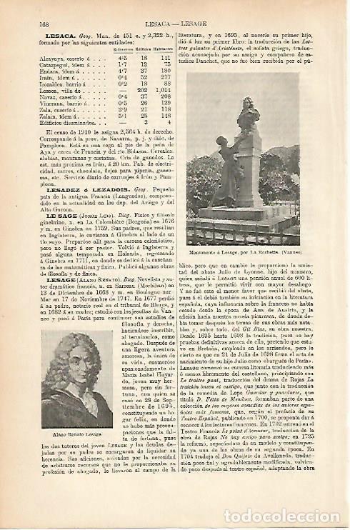 Cartoline: LAMINA ESPASA 25598: Monumento a Lesage en Vannes - Varios