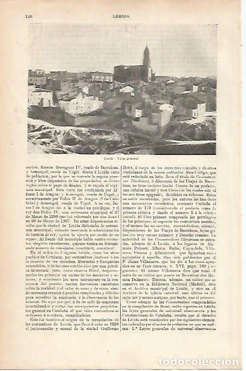 Postais: LAMINA ESPASA 25591: Vista general de Lleida - Varios