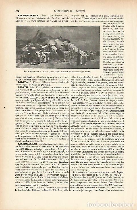 Postales: LAMINA ESPASA 25680: Los liliputienses y Gulliver por Vibert - Varios