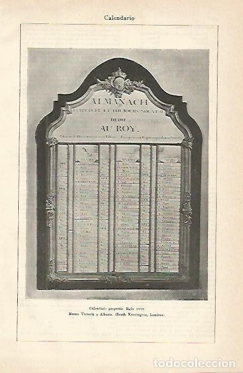 Postales: LAMINA De ESPASA 00163: Calendario perpetuo del siglo XVIII - Varios autores
