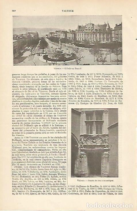 Postais: LAMINA ESPASA 4708: Vistas de Valence Francia - Varios Autores