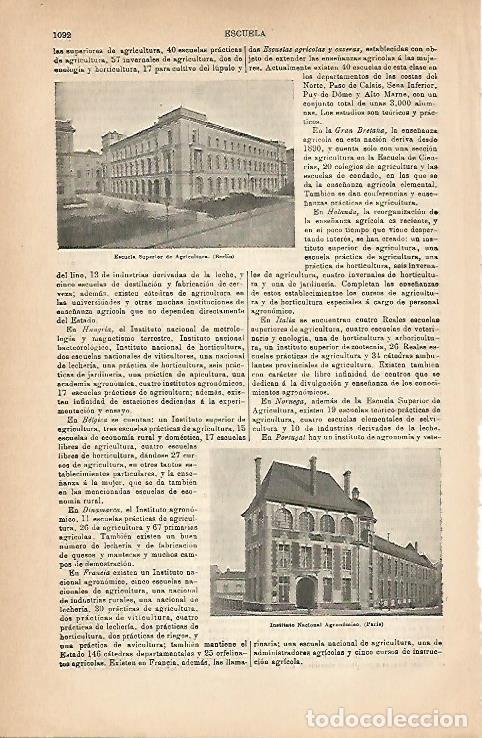 Cartes Postales: LAMINA ESPASA 18946: Escuela Superior de Agricultura en Berlin - Varios