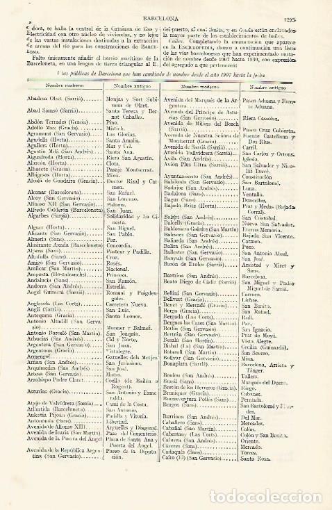 Postkarten: LAMINA ESPASA 19147: Entrada con el listado de las calles de Barcelona - Varios