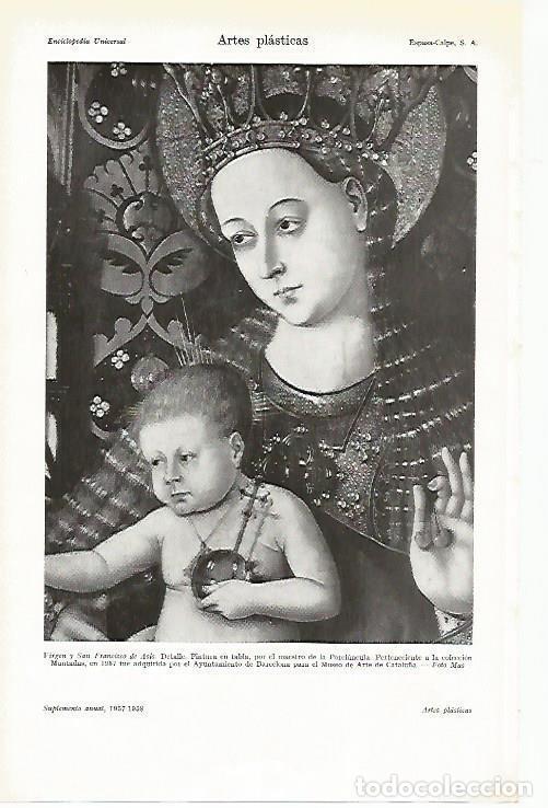 Postales: LAMINA ESPASA 14883: Virgen y San Francisco de Asis por el maestro de la Porciuncula - Varios