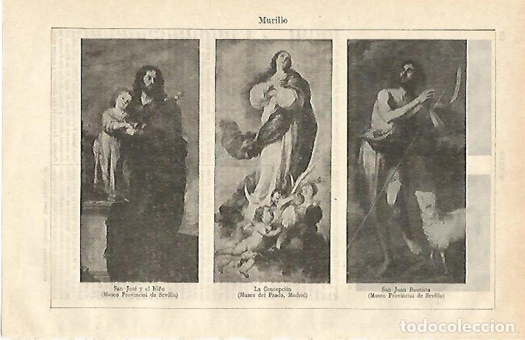 Postales: LAMINA ESPASA 24558: San Jose y el Ni&ntilde;o La Concepcion y San Juan Bautista por Murillo - Varios
