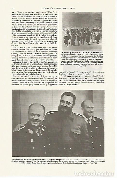 Cartes Postales: LAMINA ESPASA 13435: Castro con Juan Velasco presidente de Peru - Varios
