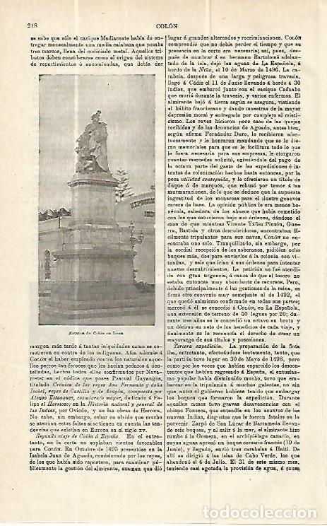 Postkarten: LAMINA ESPASA 13934: Monumento a Colon en Lima - Varios