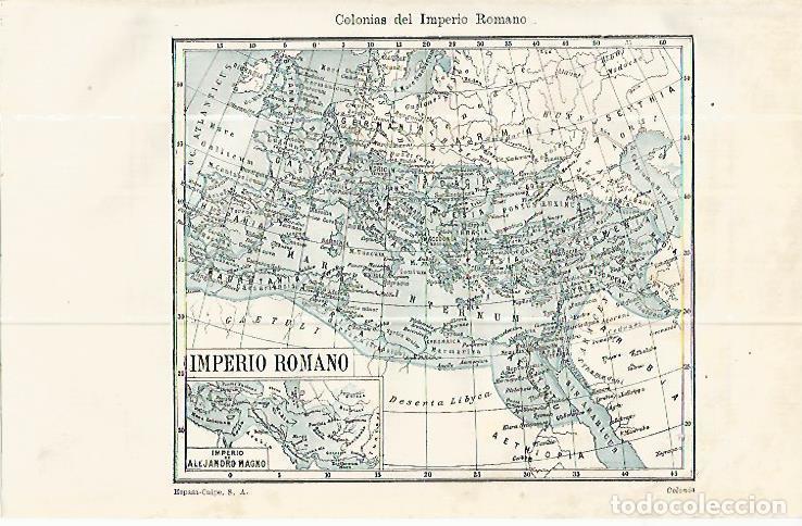 Postales: LAMINA ESPASA 13955: Mapa de la colonias del Imperio Romano - Varios