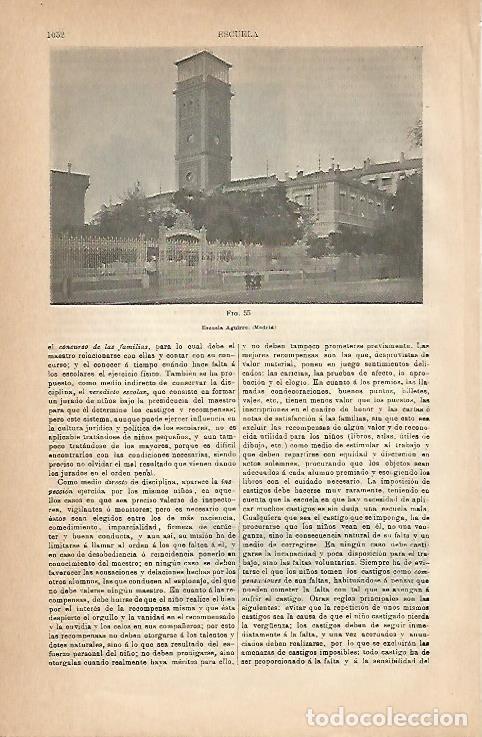 Postais: LAMINA ESPASA 18938: Escuela Aguirre en Madrid - Varios