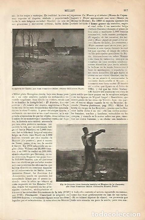 Postais: LAMINA ESPASA 5178: La iglesia de Chailly y Fin de jornada por Millet - Varios Autores