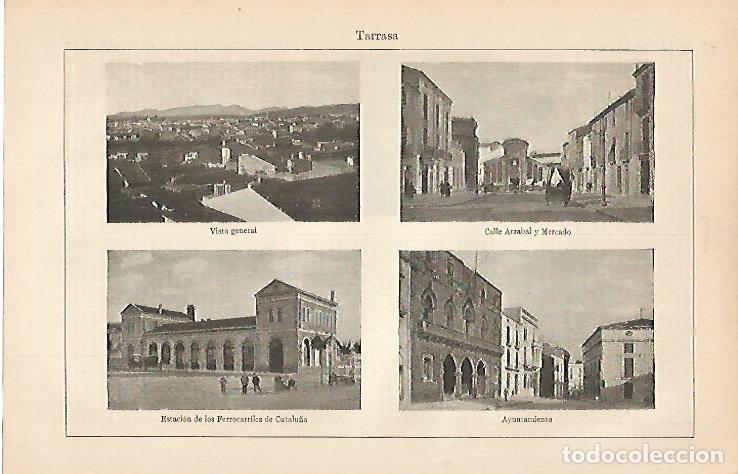 Postais: LAMINA ESPASA 5748: Vistas de Terrassa Barcelona - Varios Autores