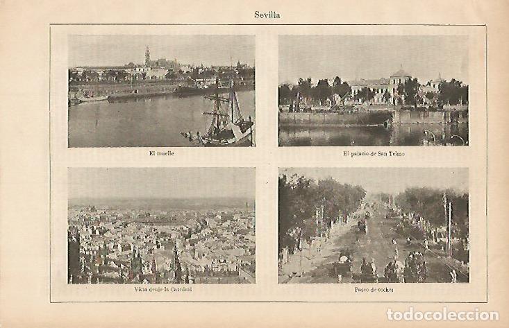 Postales: LAMINA ESPASA 570: Vistas generales de Sevilla - Varios autores