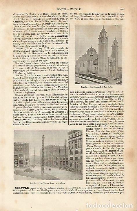 Postkarten: LAMINA ESPASA 19641: Catedral y Pioneer Square en Seattle - Varios