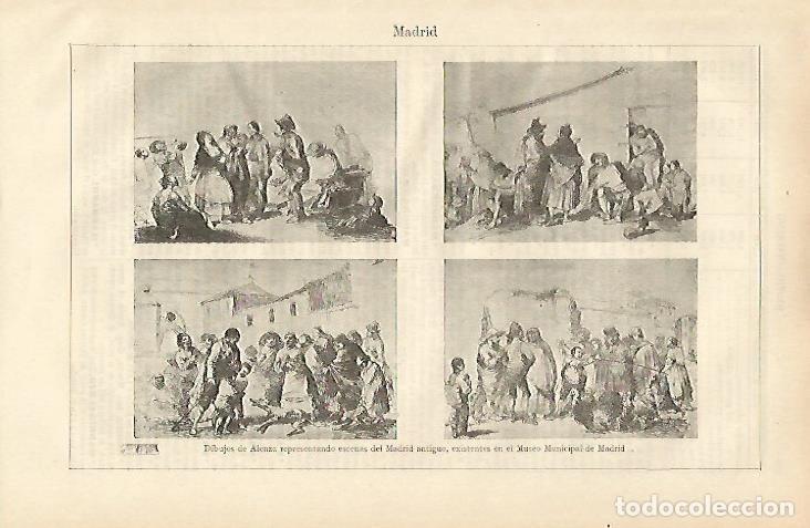Postkarten: LAMINA ESPASA 19831: Dibujos de Alenza sobre el Madrid antiguo - Varios