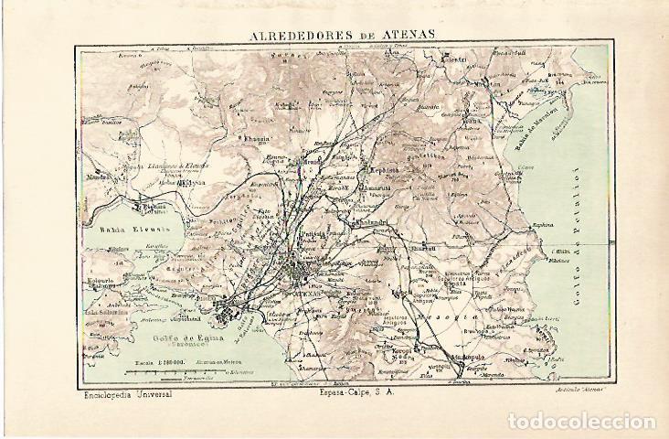 Postkarten: LAMINA ESPASA 12953: Mapa de los alrededores de Atenas - Varios