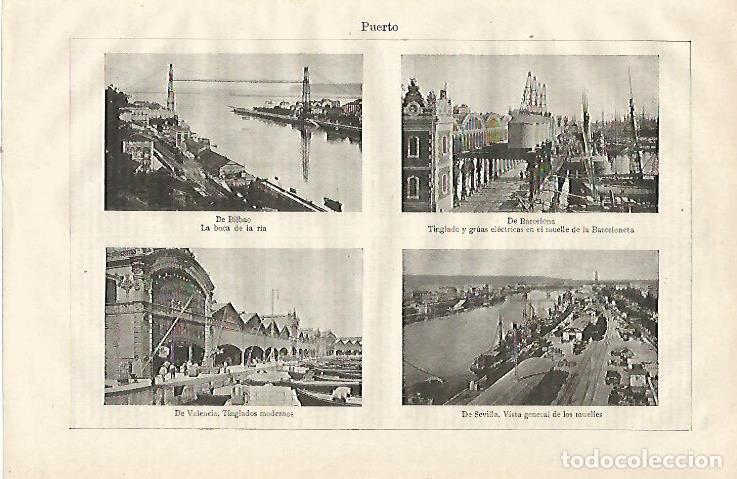 Cartes Postales: LAMINA ESPASA 23099: Puerto de Bilbao Barcelona Sevilla y Valencia - Varios
