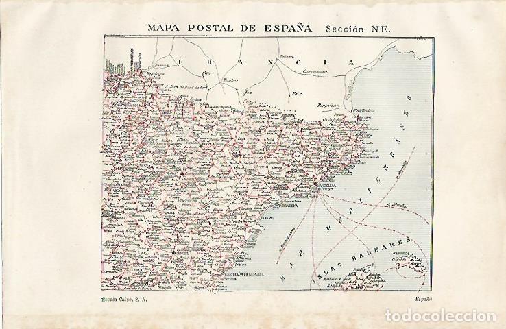 Postales: LAMINA ESPASA 19865: Mapa postal de Espa&ntilde;a seccion NE - Varios