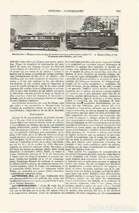 Postales: LAMINA ESPASA 19102: Autoomnibus Hispano Suiza - Varios