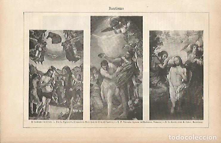 Postkarten: LAMINA ESPASA 9842: El bautismo de Cristo por Signorelli Verones y David - Varios