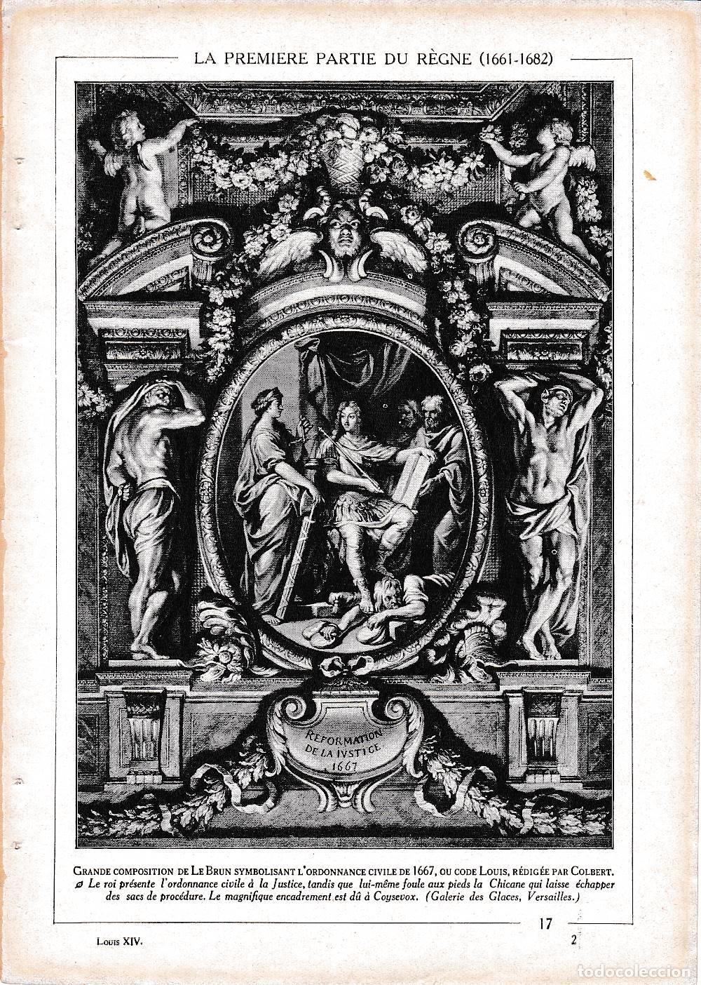 Cartoline: LAMINA 30077: Grand Composition de Le Brun symbolisant l ordonnance civile de 1667 - Librairie Hache