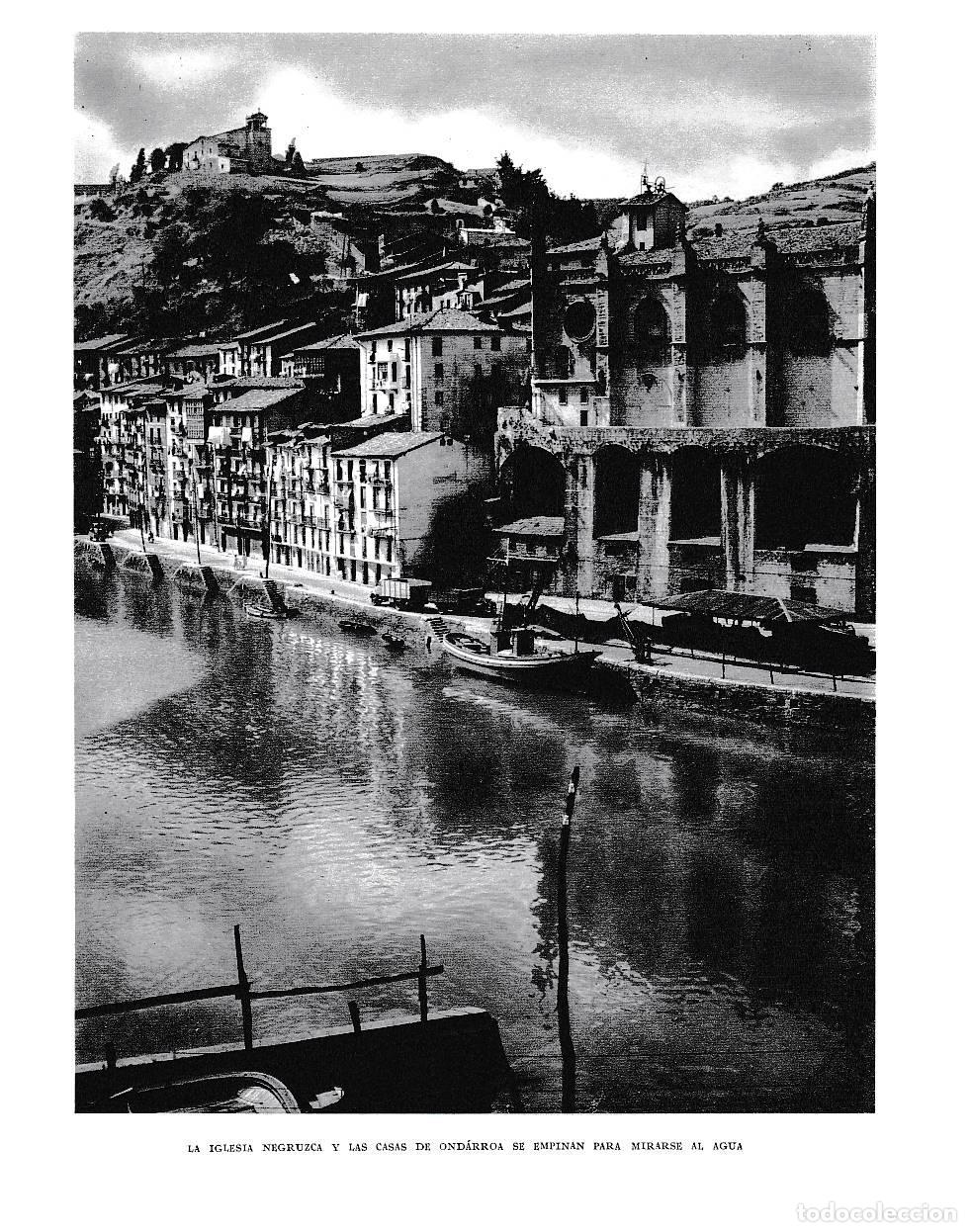 Postais: LAMINA 6162: La iglesia Negruzca y las casas de Ondarroa - Pio Baroja