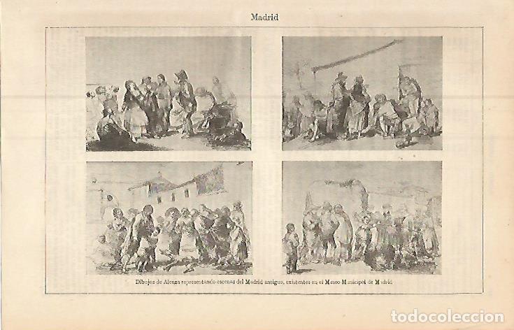 Postais: LAMINA ESPASA 9357: Dibujos de Alenza representando al Madrid antiguo - Varios