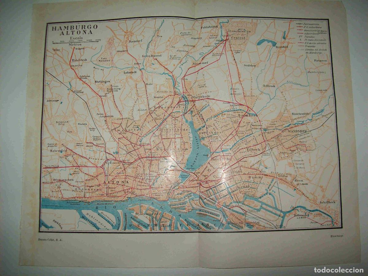 Postcards: LAMINA ESPASA 21573: Mapa de Hamburgo Altona - Varios