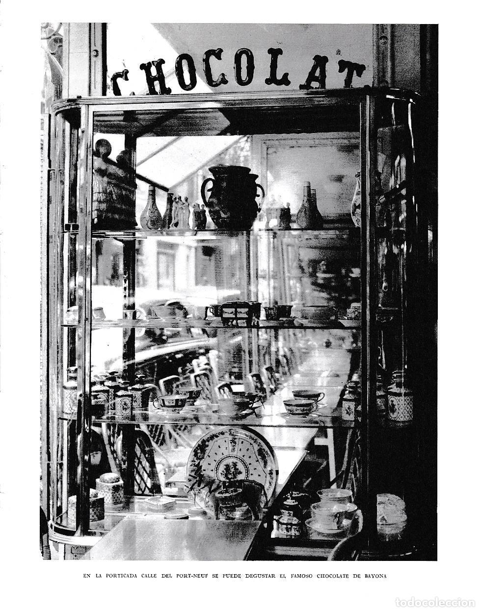 Postcards: LAMINA 6264: La porticada calle de Port-Neuf se degusta famoso chocolate de Bayona - Pio Baroja