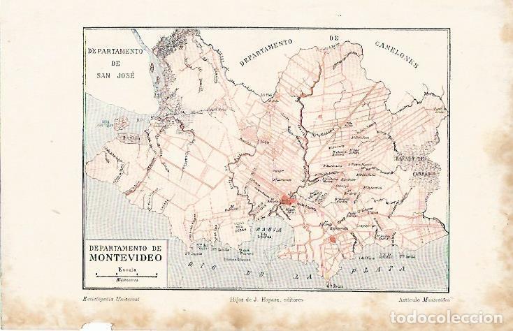 Cartes Postales: LAMINA ESPASA 8653: Mapa del Departamento de Montevideo Uruguay - Varios