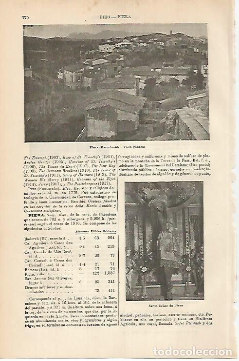 Postais: LAMINA DE ESPASA 424: Vistas de Piera Barcelona - Varios autores
