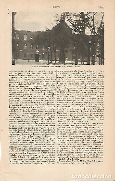 Postais: LAMINA ESPASA 693: Casa de las Siervas de Maria en Madrid - Varios autores