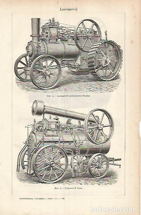 Postais: LAMINA ESPASA 25811: Locomovil Fowler y Lanz - Varios