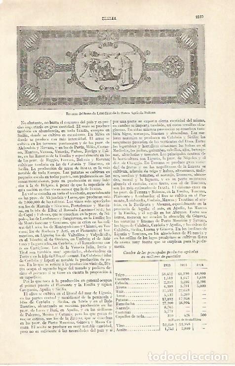 Cartoline: LAMINA ESPASA 20889: Bono de la Banca Agricola Italiana - Varios