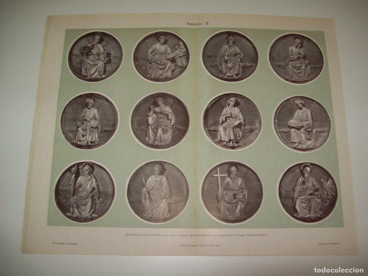 Postais: LAMINA ESPASA 7070: Medallones de los 12 apostoles. Capilla de los Pizzi Florencia - Varios