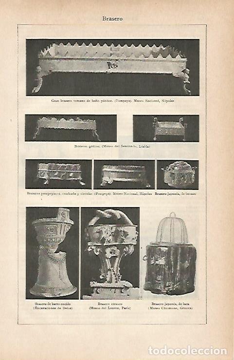 Postales: LAMINA ESPASA 11688: Tipos de brasero - Varios