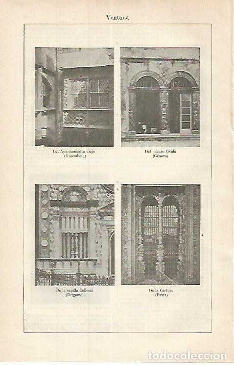 Postkarten: LAMINA ESPASA 17512: Ventanas de Nuremberg Genova Bergamo y Pavia - Varios
