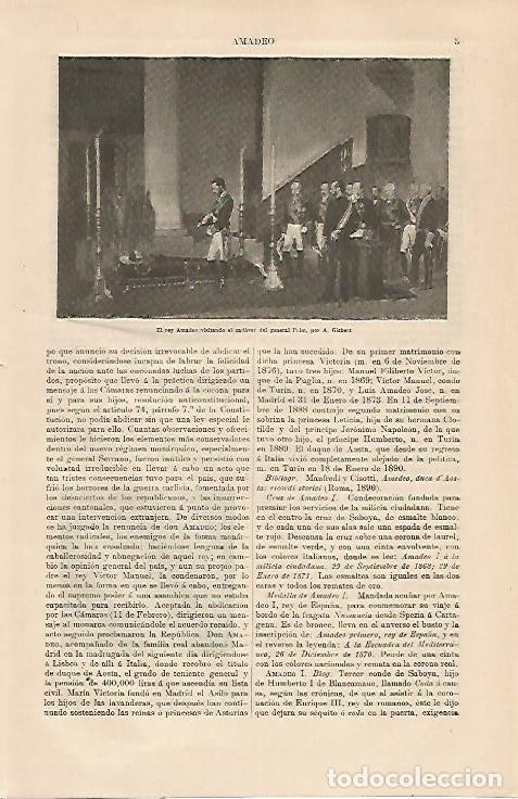 Postkarten: LAMINA ESPASA 23641: El rey Amadeo visitando el cadaver del General Prim por A. Gisbert - Varios