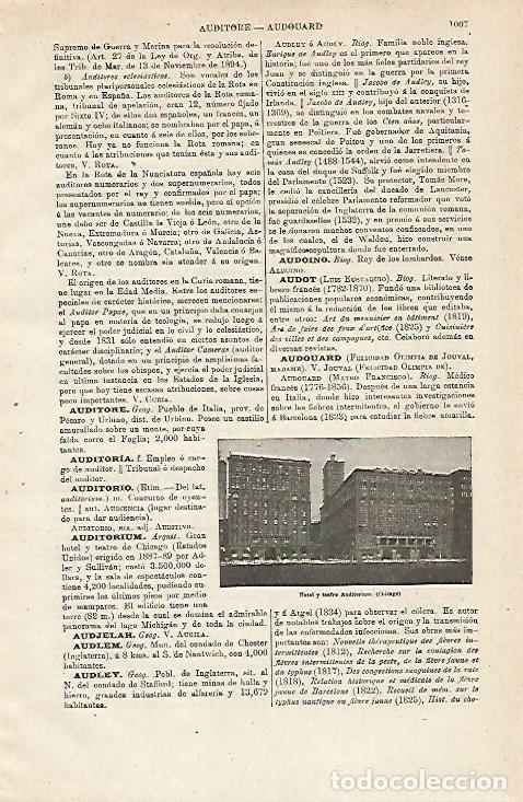 Postales: LAMINA ESPASA 12979: Hotel y teatro Auditorium en Chicago - Varios