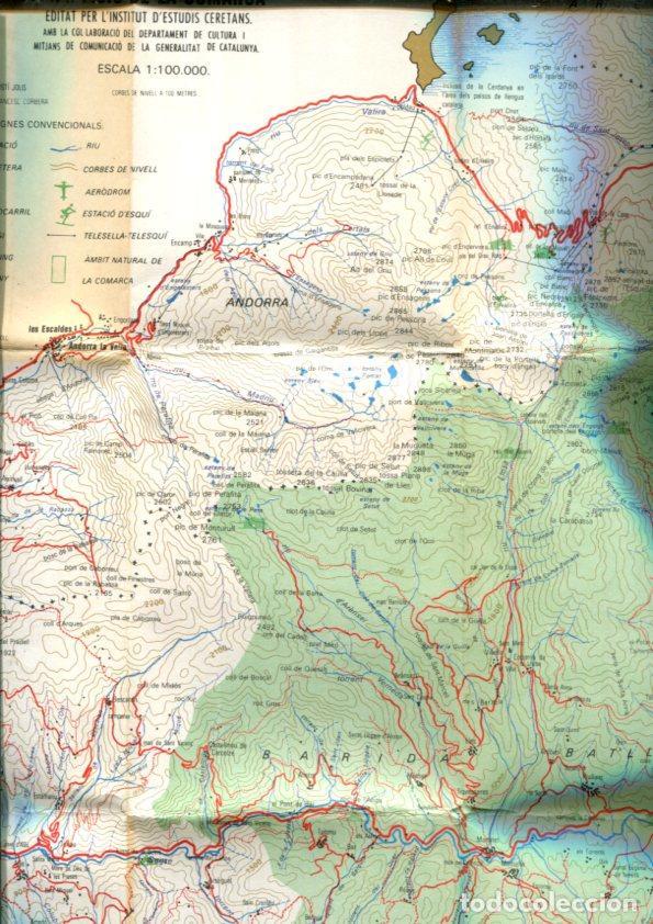 Postcards: La Cerdanya: Mapa fisic de la comarca, escala 1:100.000, medidas 63 x 44,5 cm